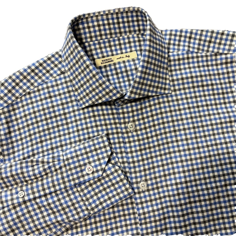 Maurizio Baldassari Shirt Mens Medium (M) Gingham Check Long Sleeve Button Up